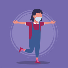 little girl using face mask for covid19