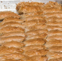 Burma baklava, turkish dessert sweet and traditional authentic specialty, baklava roll form