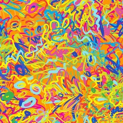 Fototapeta premium Abstract vector pattern suitable for printing children's prints on textiles, fabrics, clothes, boys, girls. Graffiti grunge ornament. Doodle summer drawing. Scribble. Curls