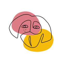 Continuous line art abstract woman face.