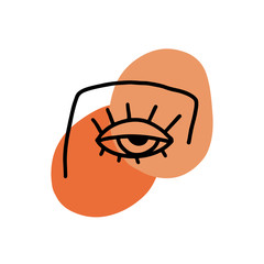 Continuous line art abstract woman face.