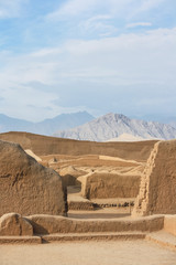 Archaeological ruins of Chan Chan, a pre-Columbian adobe city, built on the northern coast of Peru by the Chimu