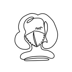 Continuous line art abstract woman face.
