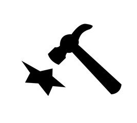 Hammer icon in trendy flat style design. Vector graphic illustration. Editable vector stroke. EPS 10