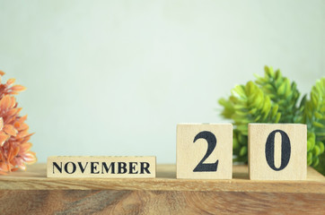 November 20, Cover natural Calendar, Appointment Date design.
