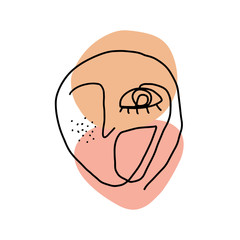 Continuous line art abstract woman face.