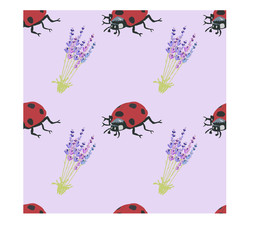 seamless pattern with insects and flowers