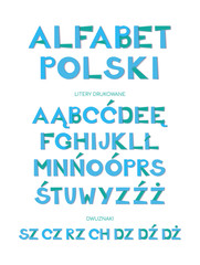 Polish Alphabet craft style.Poster, banner, educational material for toddler, school, kindergarten, home education,polish language courses.Stock vector illustration. Isolated on white background