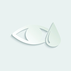 paper eye icon with water drop