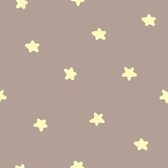Minimalistic simple pattern with yellow stars  on the grey background. For textiles, wallpapers, designer paper, etc