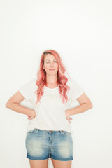 Fototapeta premium Pink haired woman portrait