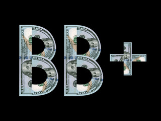 BB+ rating agency, letters of 100 dollar bills, energy saving battery
