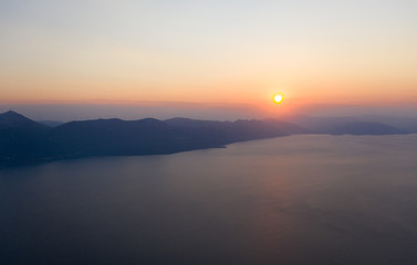 Fototapeta premium Aerial view of Methana peninsula islands, Greece