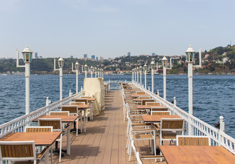 Istanbul, Turkey - a natural separation between Europe and Asia, the Bosporus is a main landmark in Istanbul. Here in particular a glimps of its waters and buildings