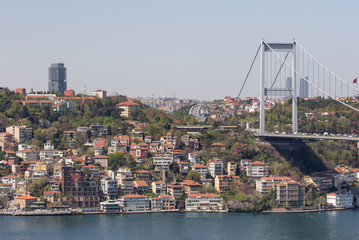 Obraz premium Istanbul, Turkey - a natural separation between Europe and Asia, the Bosporus is a main landmark in Istanbul. Here in particular a glimps of its waters and buildings
