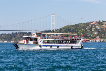 Istanbul, Turkey - a natural separation between Europe and Asia, the Bosporus is a main landmark in Istanbul. Here in particular a glimps of its waters and buildings