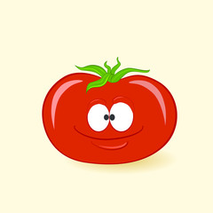 Colorful vector drawings of cartoon vegetables. funny tomato with eyes