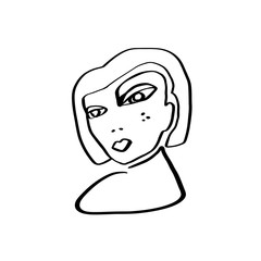 Continuous line art abstract woman face.