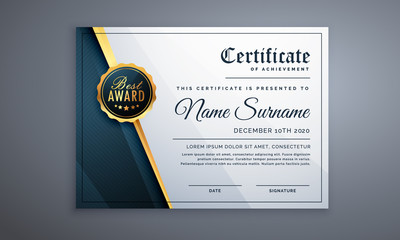 stylish modern elegant certificate of achievement award template design vector illustration
