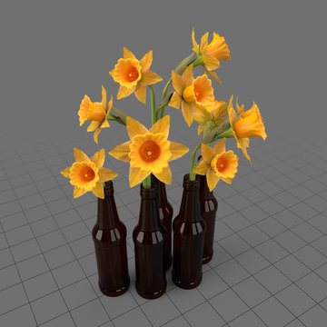 Narcissus in beer bottles
