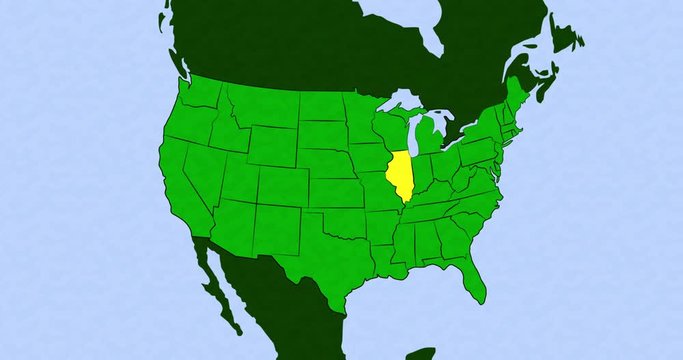 2D Animation of US Map with Illinois Highlighted