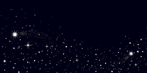 Space background, beautiful universe, night sky with stars. Texture for wallpapers, fabric, wrap, web page backgrounds, vector illustration