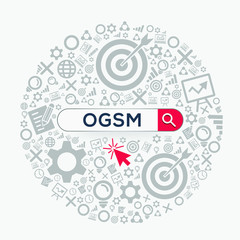 ogsm mean (objectives, goals, strategies and measures) Word written in search bar ,Vector illustration.
