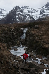 Frozen waterfall in the highlands.