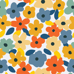 Seamless pattern with simple wildflowers, perfect design for fabric, paper, design.