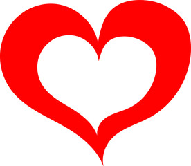 Red heart - outline drawing for an emblem or logo. Template for greeting card for Valentine's Day.
