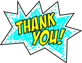 blue comic starburst with thank you!