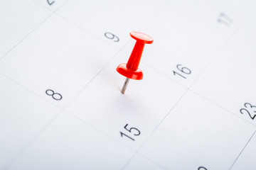 2020 calendar page marked with an important date in red pin. timeline, time, concept, idea, management