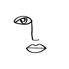 Continuous line art abstract woman face.