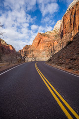 Fototapeta na wymiar Zion Canyon scenic drive in Zion National Park USA