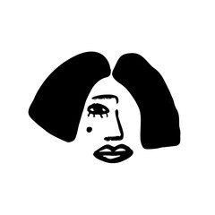 Continuous line art abstract woman face.