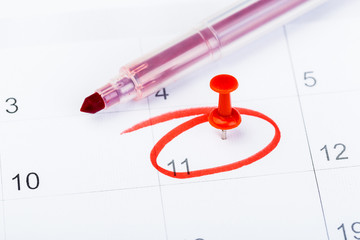2020 calendar page with red marker. important date marked