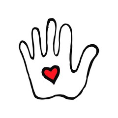 Hand with heart in doodle style - Life,Gets,Better,Together.Gay parade slogan.LGBT rights symbol. Isolated.Vector hand drawn illustration.