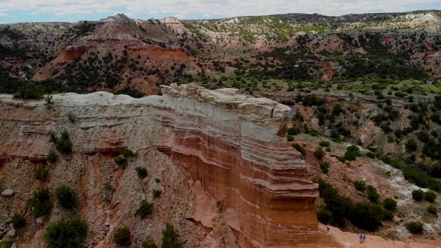 Aerial shot with detail of Lighthouse Peak in Palo Duro State Park, Texas