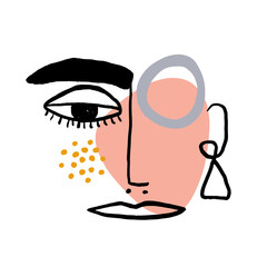 Continuous line art abstract woman face.