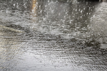 Fototapeta na wymiar Wet ground raining