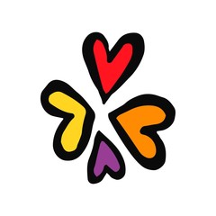 Set hearts in doodle style - Life,Gets,Better,Together. Copy space. LGBT rights symbol. Isolated. Vector hand drawn illustration.