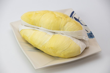 King of fruits, Durian on white background.