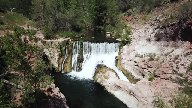 Breathtaking Hidden Gem Waterfall in Desert Oasis in Arizona, Aerial Drone