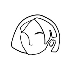 Continuous line art abstract woman face.