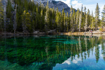Grassi Lakes, Canmore, Alberta, Canada. Beautiful mountain scenery and landscape view in Canadian Rockies.