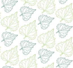 Leaf vector seamless pattern in hand-drawn style. Simple fabric design.