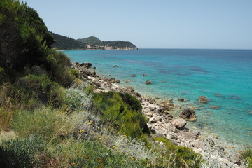 Blue water beach rocky 