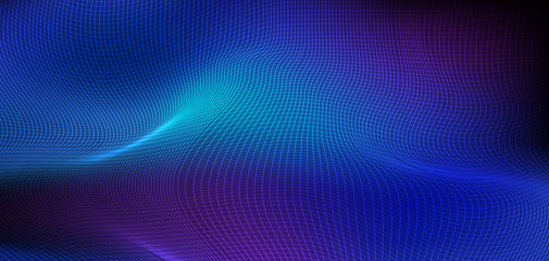 Vector, illustration abstract wavy, wave, line and blurred gradient mesh in bright color background. Dynamic minimal wave line composition design, layout for flyer, poster, banner