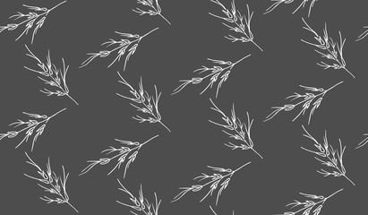 Fototapeta premium Spikelet vector seamless pattern in hand-drawn style. Simple fabric design.