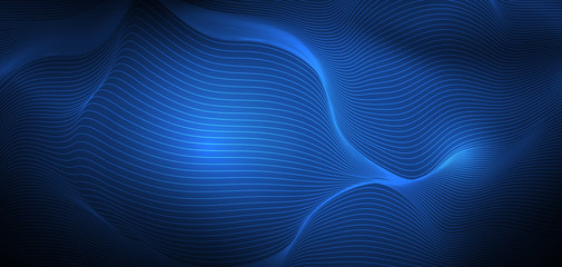 Vector, illustration abstract wavy, wave, line and blurred gradient mesh in bright color background. Dynamic minimal wave line composition design, layout for flyer, poster, banner